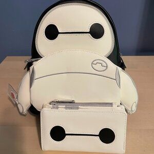 Loungefly Exclusive Disney Big Hero 6 Baymax Cosplay Mini Backpack & Wallet NWT